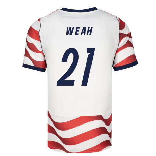 2026-2027 USA USMNT Match Home Authentic Jersey (Weah 21)-SoccerKits Hub | Buy Soccer Jerseys Online